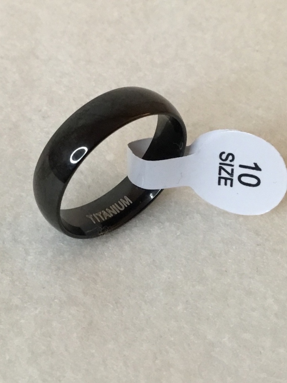Men’s Titanium Minimalist Curved Gothic Black Ring Size 10